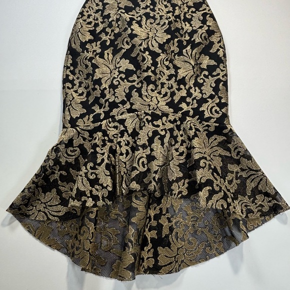 AKIRA Dresses & Skirts - AKIRA Black and Gold Floral Lace High-Low Skirt